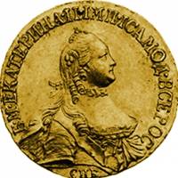 (1764, СПБ) Монета Россия-Финдяндия 1764 год 5 рублей  Тип 1 Золото Au 917  UNC